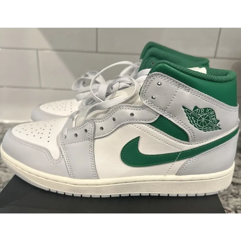 Nike Air Jordan 1 Mid Summit White Pine Green Lucky US SZ 10 Men's DQ8426-142